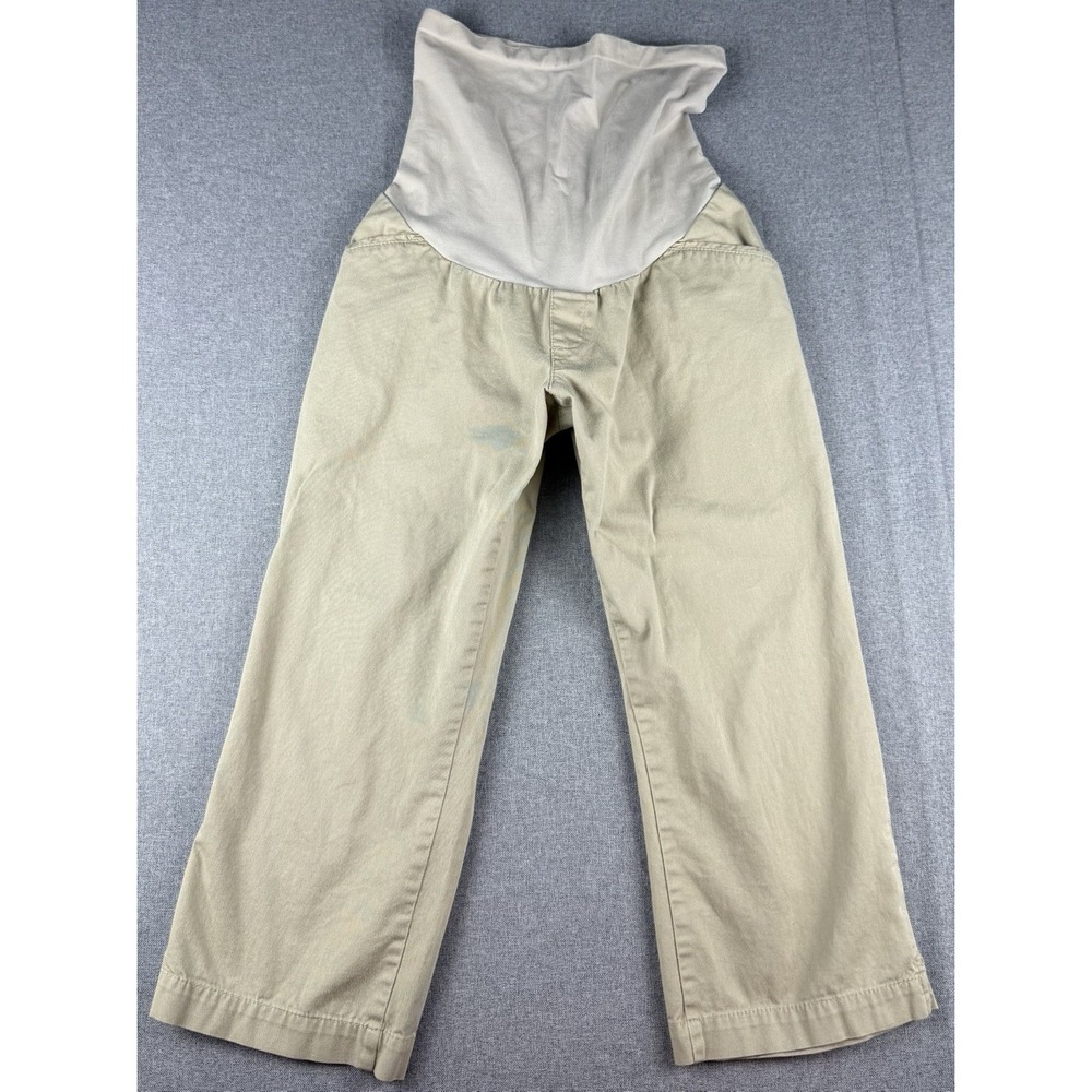 Motherhood Maternity Khaki Crop Pants Womens M Over Belly Stretch Casual